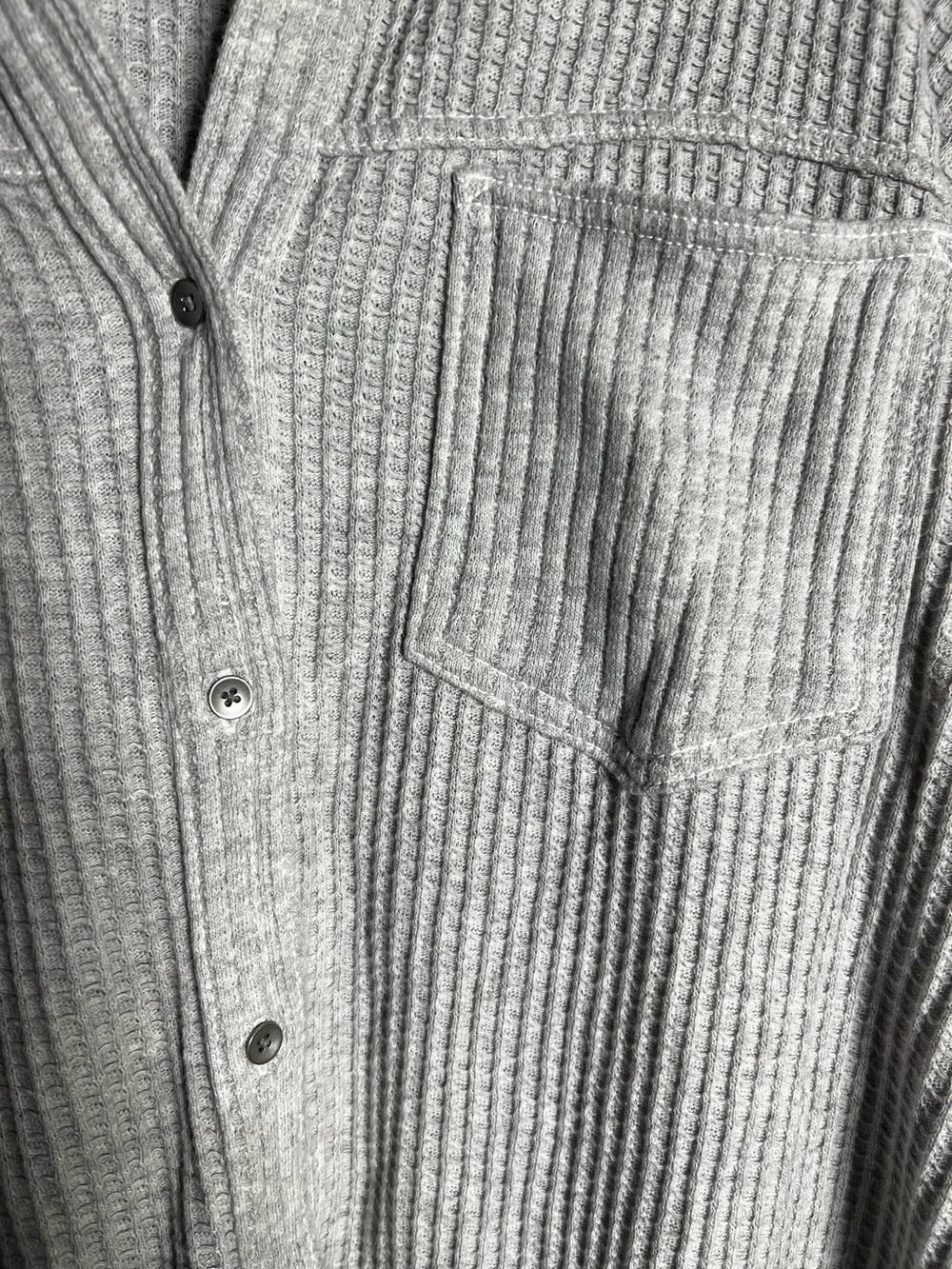 Aerie American Eagle Gray Waffle Knit Sweatshirt Button Down Long Sleeve Medium - Picture 3 of 6